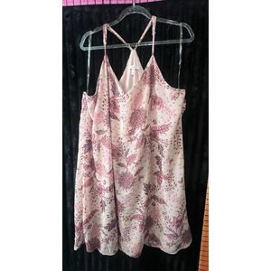 Maurices Blush Pink Floral Print Slip Dress, Size XXL, Adjustable Straps